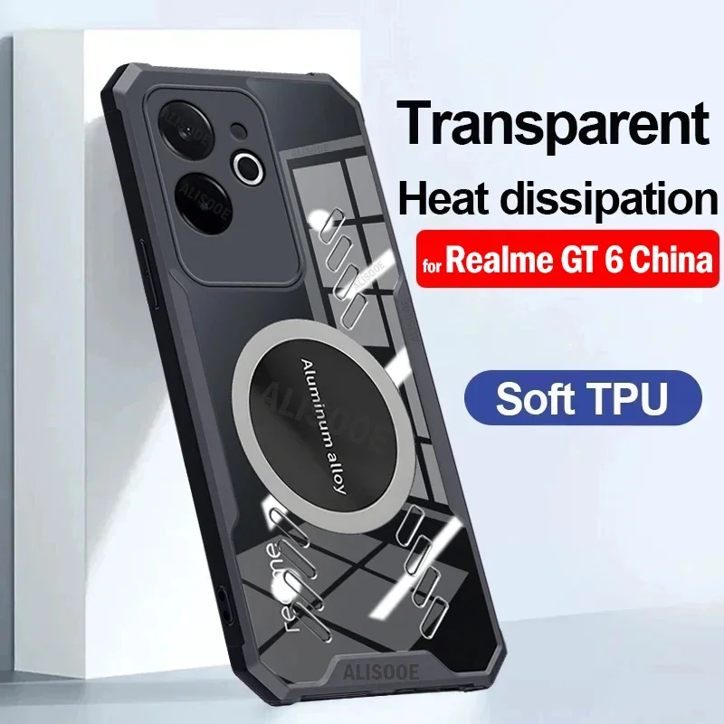 HD Clear Capa for Realme GT 6 China Version Case Transparent Heat Dissipation Protective Phone Cover for Realme GT6 5G Funda