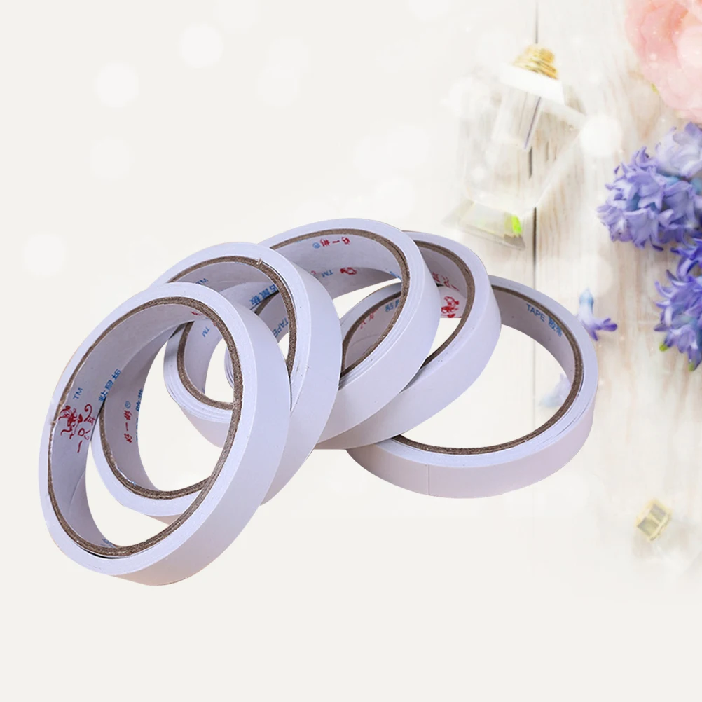 5Pcs Strong Adhesive Double Sided Tape Easy to Use Cut Tear Length Perfect for Crafts Office School Stationery