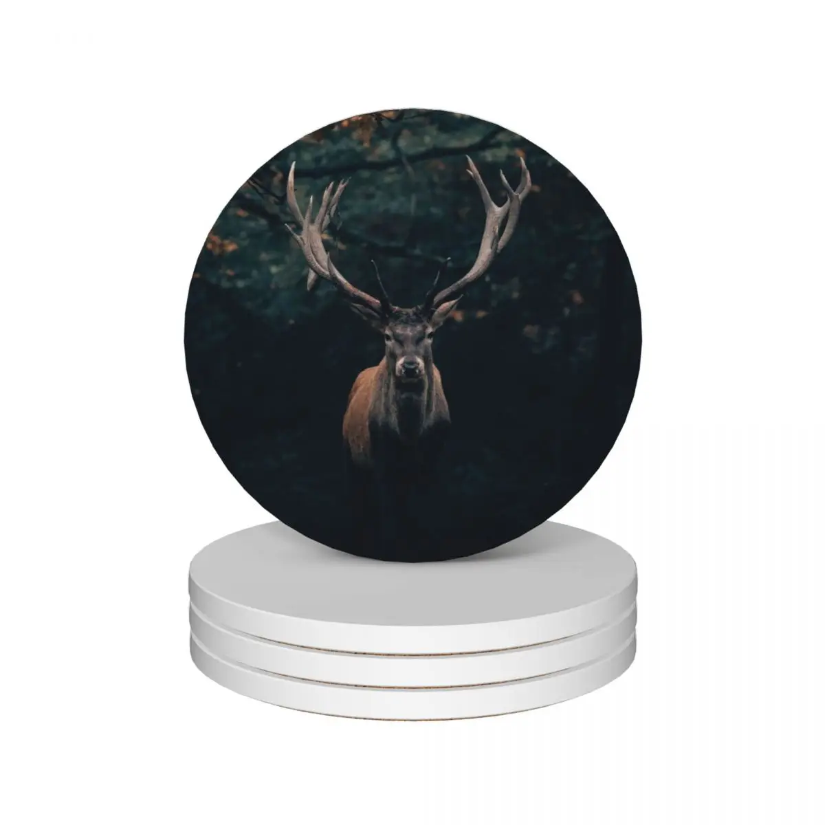 

Dark Sacred Forest Deer Buck Ceramic Coasters (Set of 4) ceramic set ceramic stand Coasters