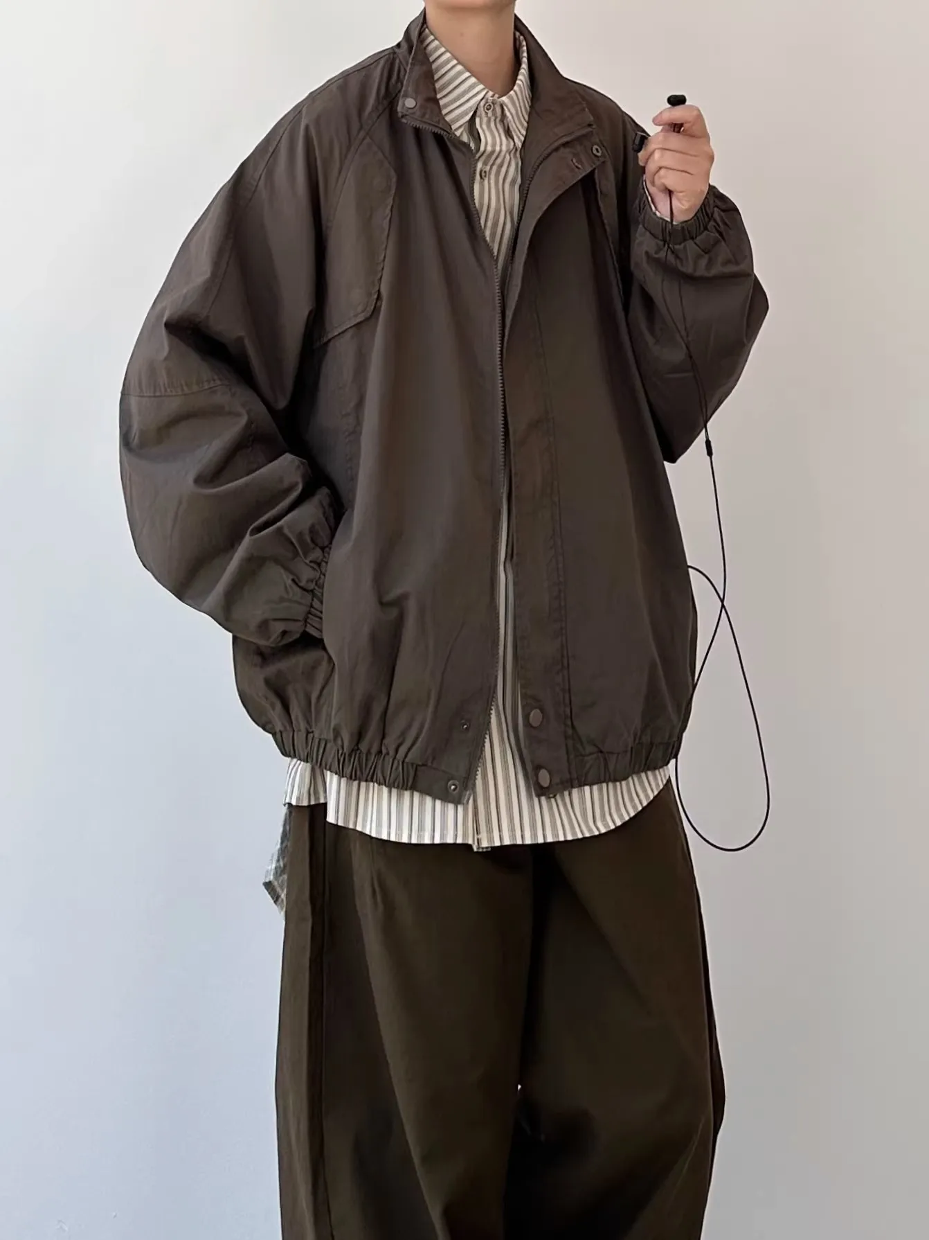 

Joyzone Retro Japanese Style Loose Casual Stand Collar Workwear Jacket Unisex Spring Autumn Color Trendy Outerwear
