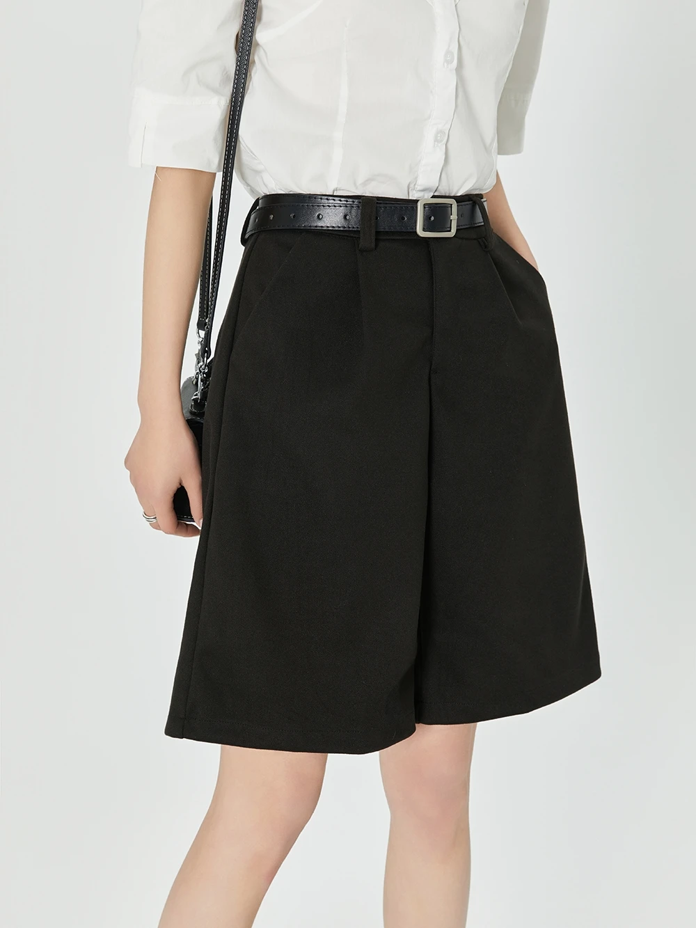 Ice Silk Suit Pants High Waist Loose Wide Leg Short Shorts Women's Summer New Style Korean Version Slimming Casual Trousers
