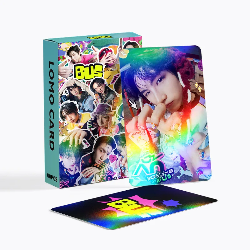 New 60-piece Laser Card BUS Flash Card Star Photo Card Greeting Card Bus Holographic Card Double-sided LOMO Card