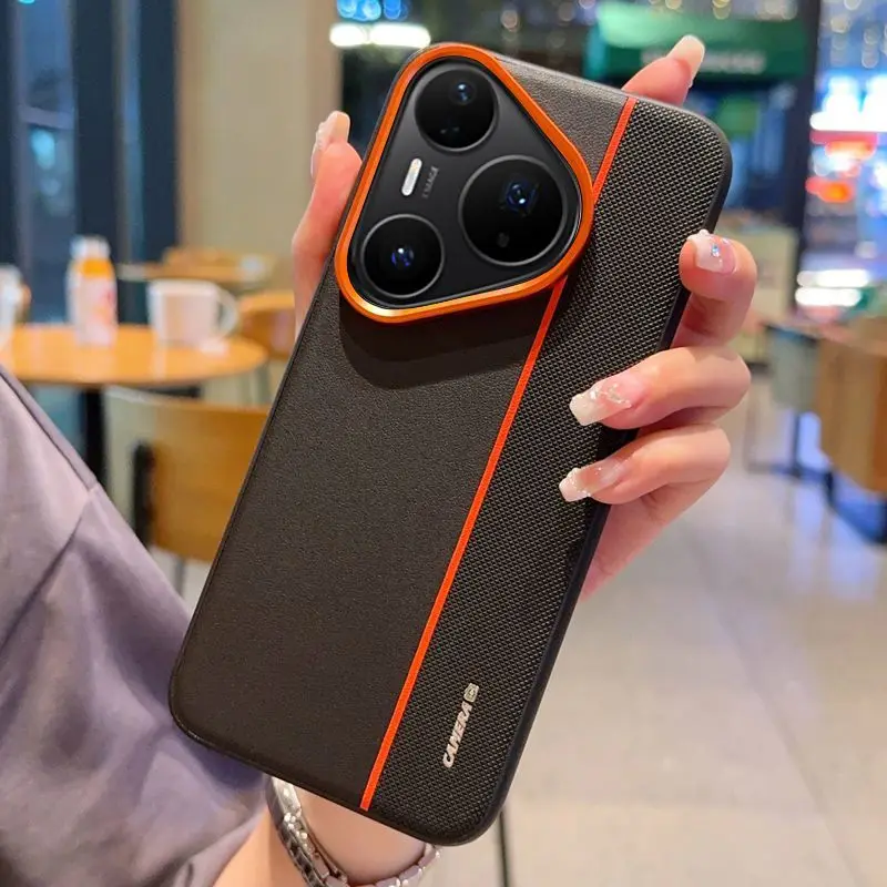 적용 가능한 화웨이 푸라 80 프로 폰 케이스 메이트70RS 골든 아머 3피스 오렌지 노바14