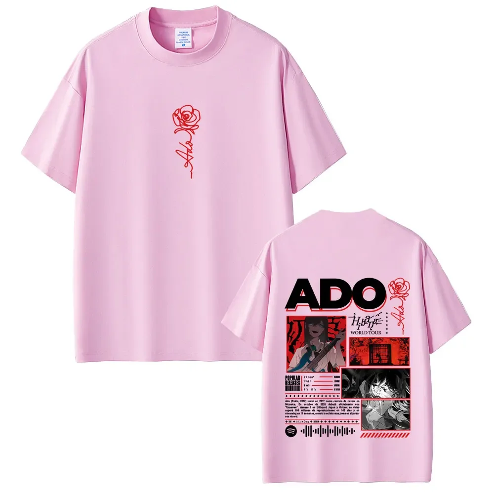 أدو هيبانا جولة حول العالم تي شيرت الرجال النساء موضة موسيقى البوب تي شيرت للجنسين Y2k النمط الياباني الشارع الشهير الذكور عادية التي شيرت #4