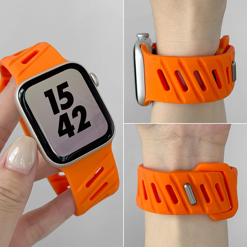 Strap For Apple Watch Band 44mm 45mm 49mm 46mm 42mm sport Silicone correa Bracelet iWatch Series 10 9 6 5 3 7 8 Ultra 2 SE bands