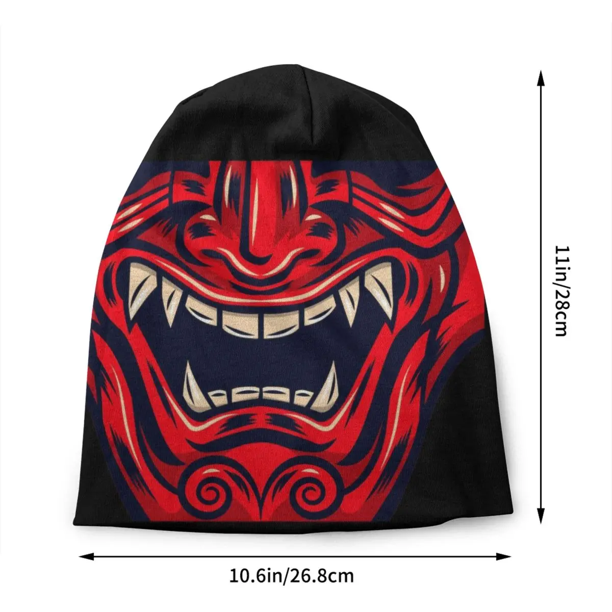 Red Samurai Warrior Oni Beanie Cap Winter Warm Bonnet Femme Knit Hats Ski Japanese Demon Devil Ninja Skullies Beanies Hats