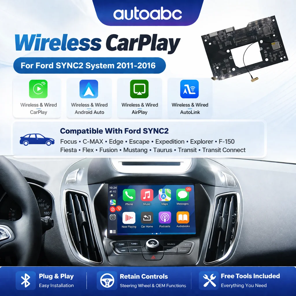 AUTOABC-Wireless CarPlay Android Auto for Ford Sync 2 F-150 Expedition AirPlay Car Play Functions