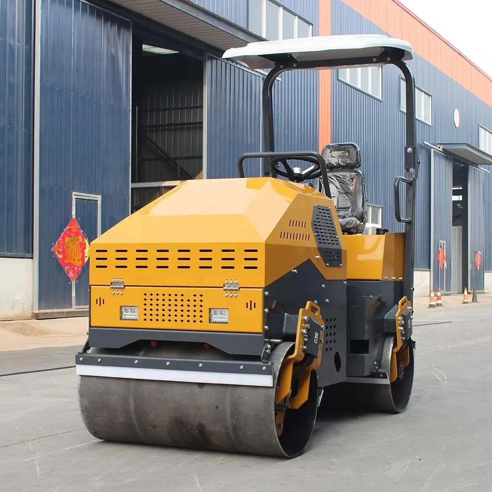 سعر الودائع أسطوانة الطريق الصغيرة الاهتزازية طبلة فولاذية مزدوجة 1 طن 2 طن 3 طن ديزل ركوب صغير #6