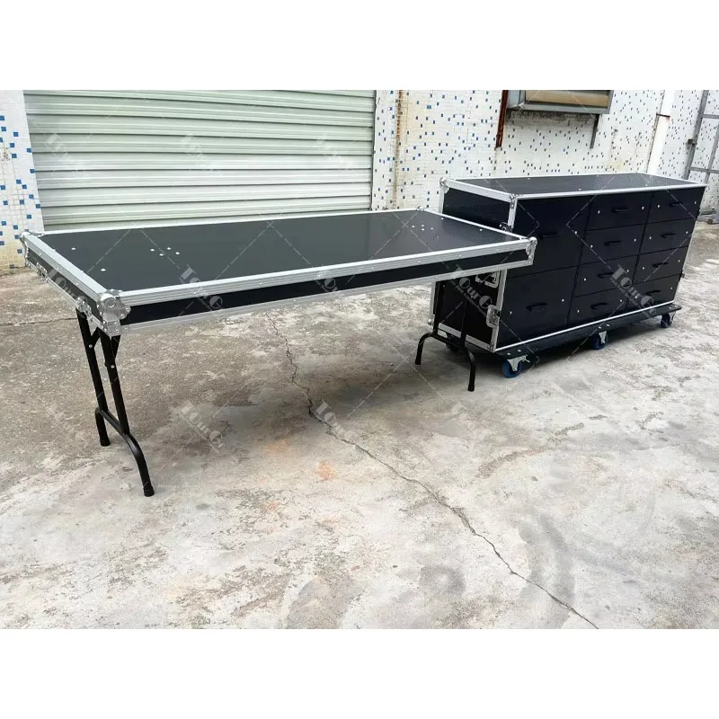 Flight Case Tool Box Garage Van Storage Case With 10 Drawers and Side Tables