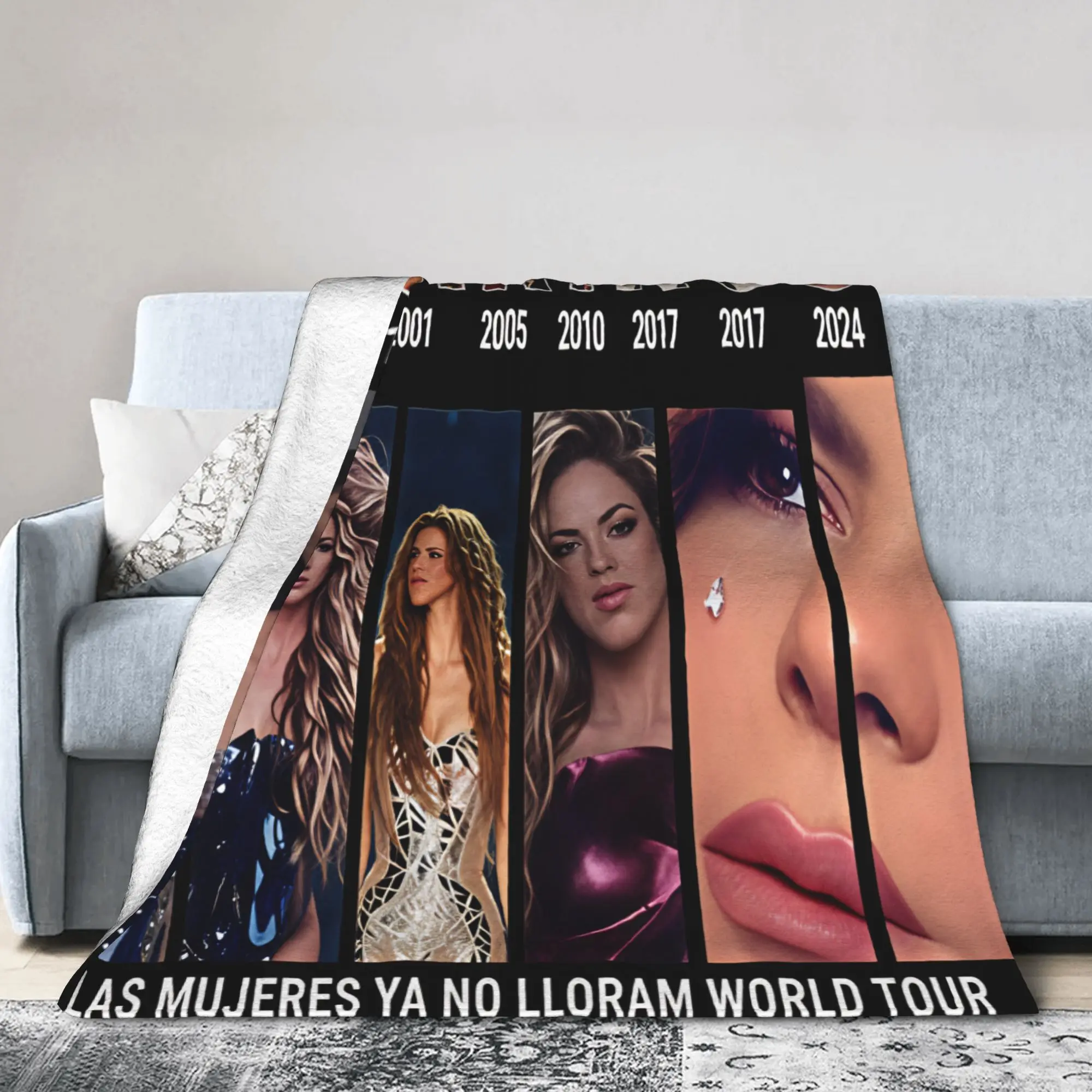 Shakira Year Evolution Photo Montage Las Mujeres Ya No Lloran Tour Blanket Flannel Bedding Throws For Soft Warm Bedspread Gift
