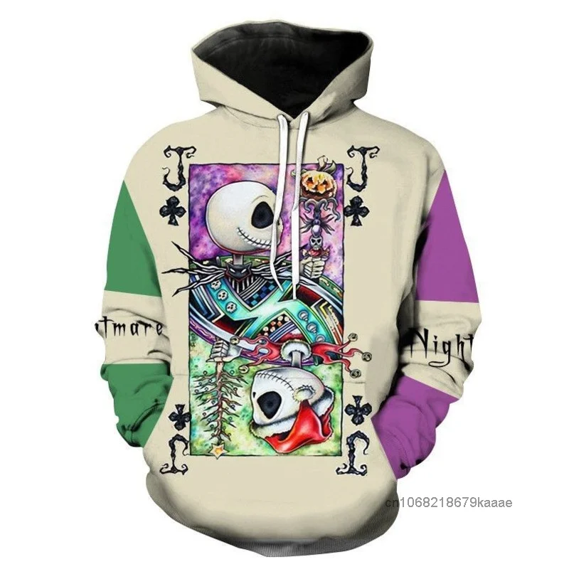 Disney The Nightmare Before Christmas 3D Pattern Hoodie American Style New Fashion Pullovers Harajuku Loose Casual Handsome Top