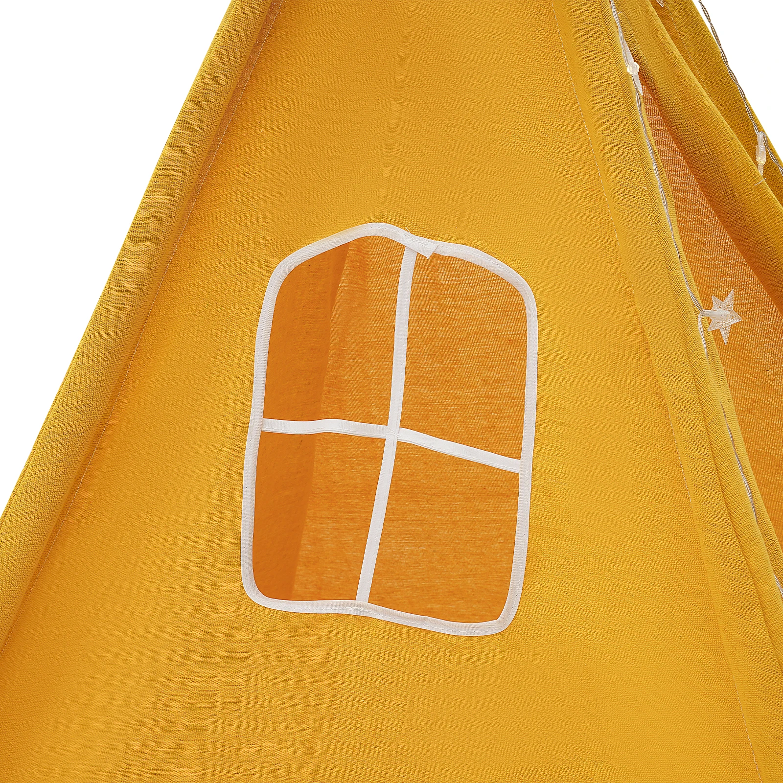 Tipi-Zelt für Kinder – Spielzelt aus 100 % Baumwolle und Leinen mit gepolsterter Matte und Sternlichtern, faltbares Indoor-Spielzelt für Mädchen und Jungen – Detail 15