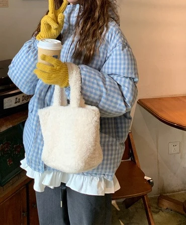 2025 Nueva chaqueta de pan a cuadros azul con capucha, abrigo de invierno, Chaqueta corta de algodón para mujer