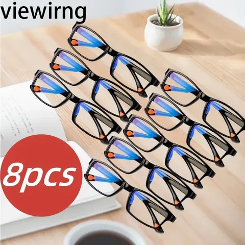 1/8 Pcs Lightweight Anti Blue Ray Reading Glasses Unisex Square Frame Presbyopic Glasses Anti Fatigue Reading Eyewear For Elders