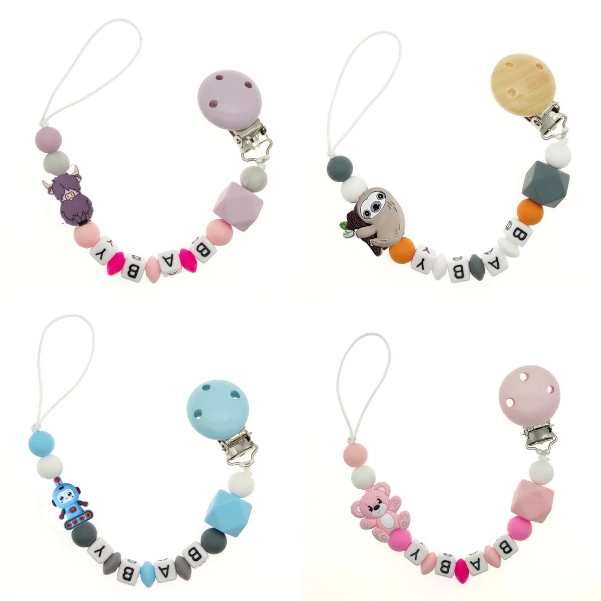 Neue Baby Schnuller Kette Clips Cartoon Charme Beißring Silikon Runde Perlen Zahnen Kette Für Pflege Schnuller Kauen Spielzeug Dusche Geschenk