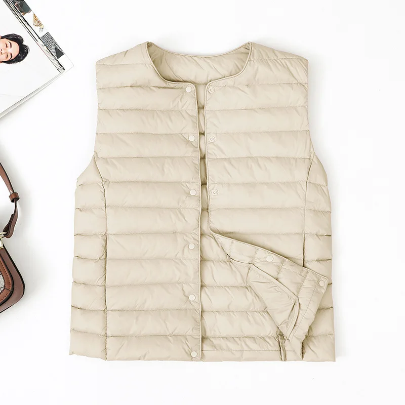 عادية المتضخم متغير طوق بطة أسفل سترة دافئة البث المباشر الأكثر مبيعا اتجاهين سستة بولو طوق مطاطا بلا أكمام #4