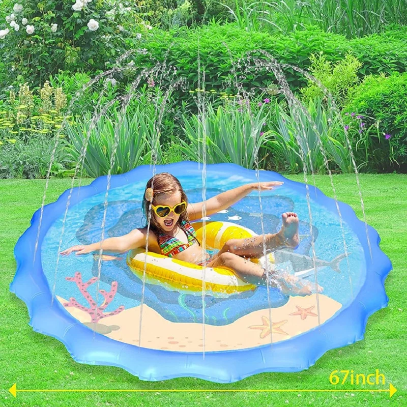 الصيف الأطفال اللعب الرش حصيرة 170 سنتيمتر القرش يونيكورن الرش حصيرة الأطفال في الهواء الطلق نافورة تفاعلية اللعب #2