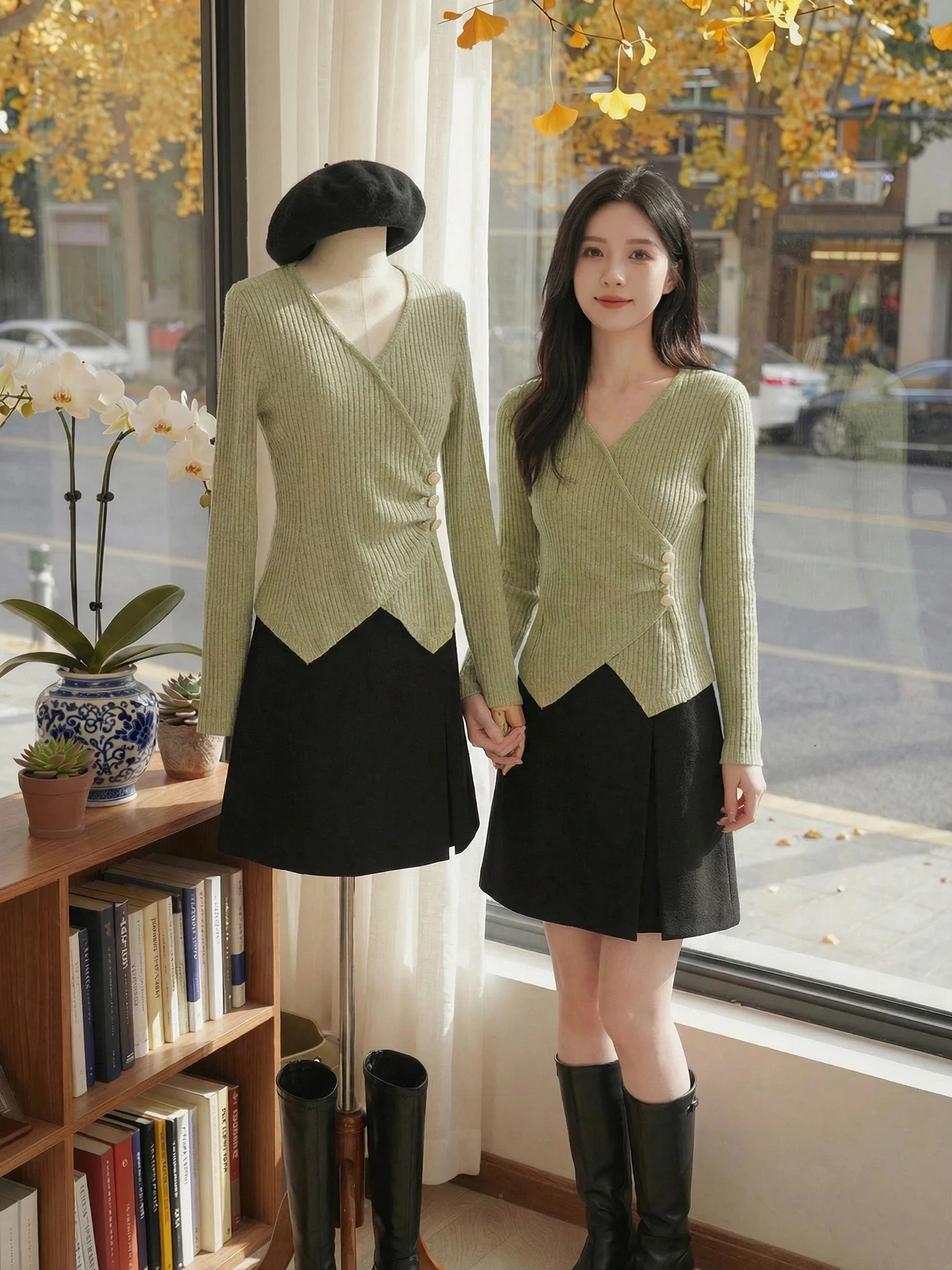 

Женский вязаный свитер с длинным рукавом, повседневный, приталенный, из мягкой ткани, с V-образным вырезом, асимметричный, весенний, модный