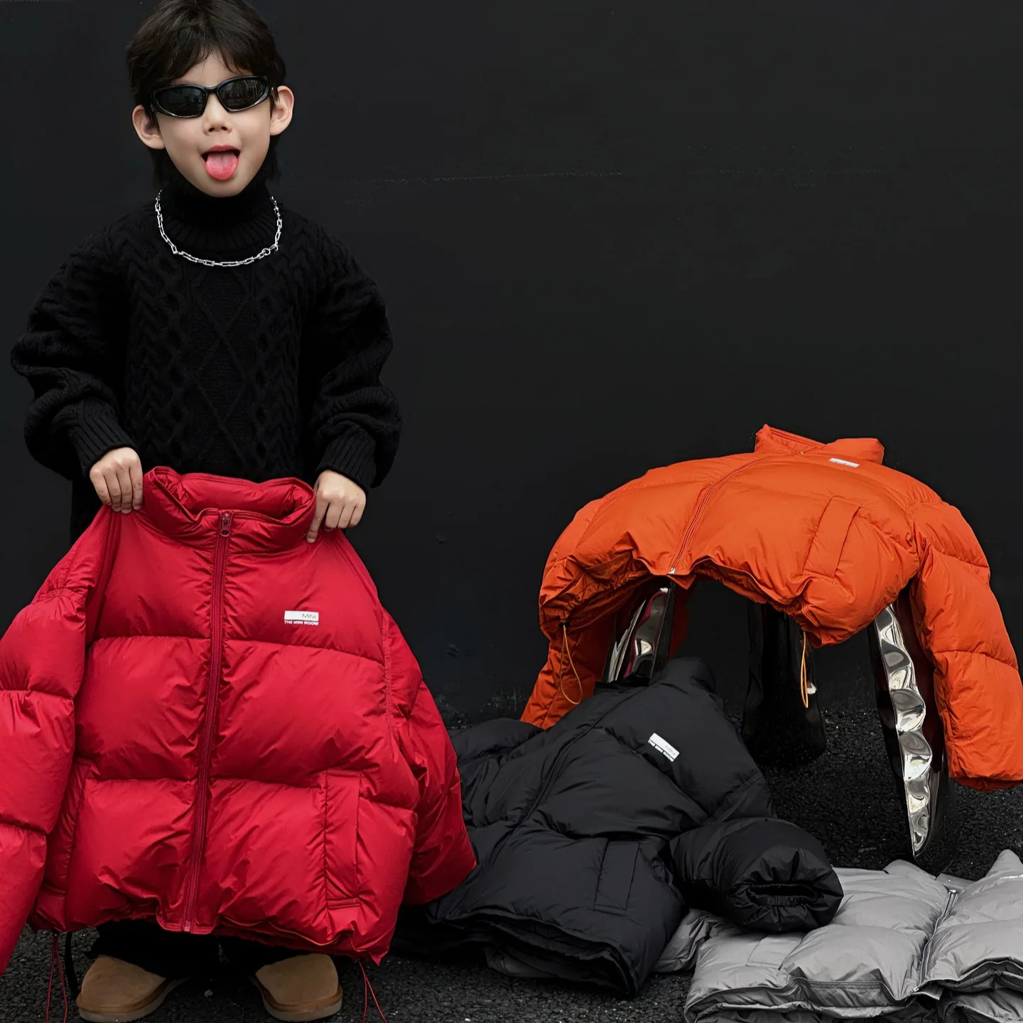 Winter Children Boys Duck Down Jackets Thicken Warm Stand Collar Shiny 1-10Y Boys Parkas Loose Zipper Toddler Boy Snowwear Coats