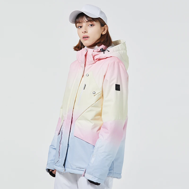 أطقم بدلات ثلج مقاومة للماء للنساء، ملابس على الجليد، زي التزلج، سترة وسراويل بحزام، ملابس خارجية، شتاء، -30، بناتي #4