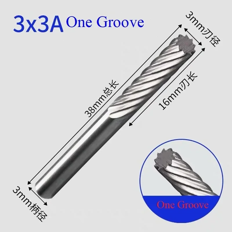 

3mm 1/8 Long Shank Drawing Carbide Burs for Dremel Tool Milling Cutter Burr Diamond Cut Rotary 38mm Length Metal Wood
