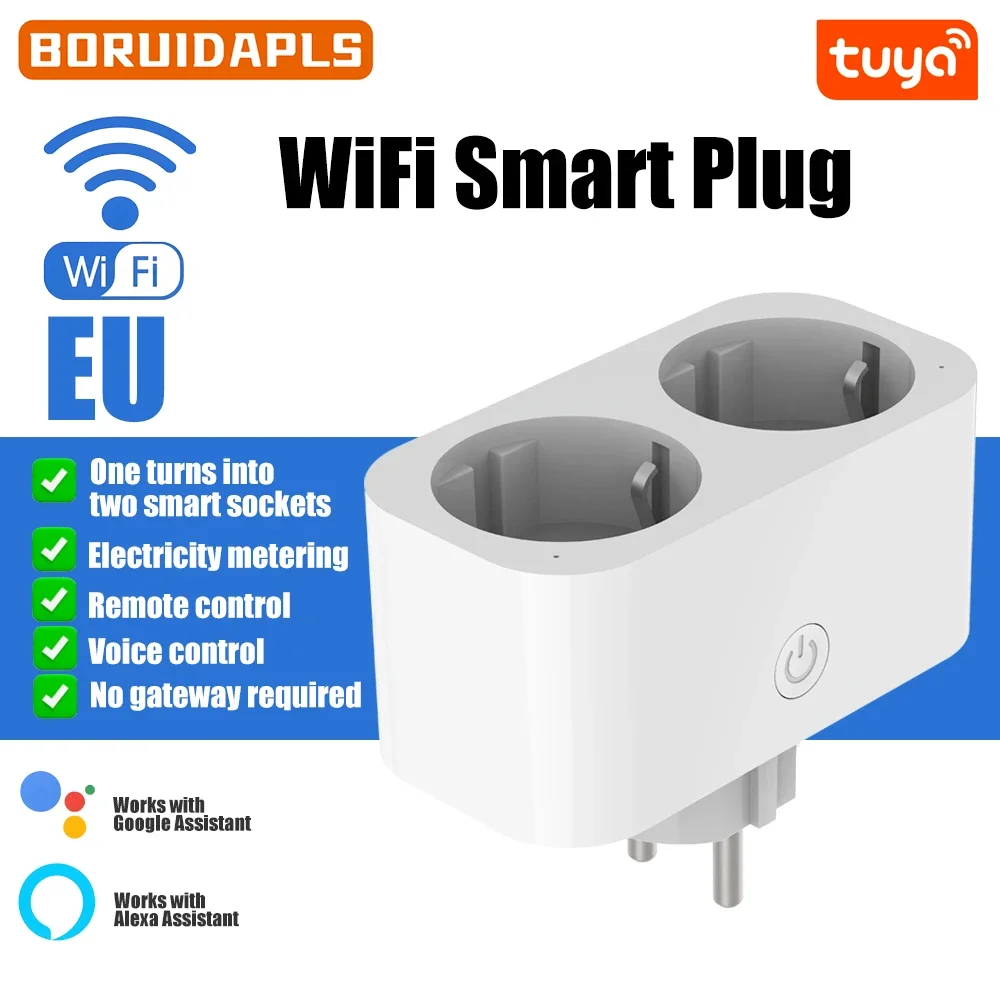 BORUIDAPLS WiFi Smart socket EU/KR Plug intelligent dual plug | voice/application/timer control energy monitoring energy saving