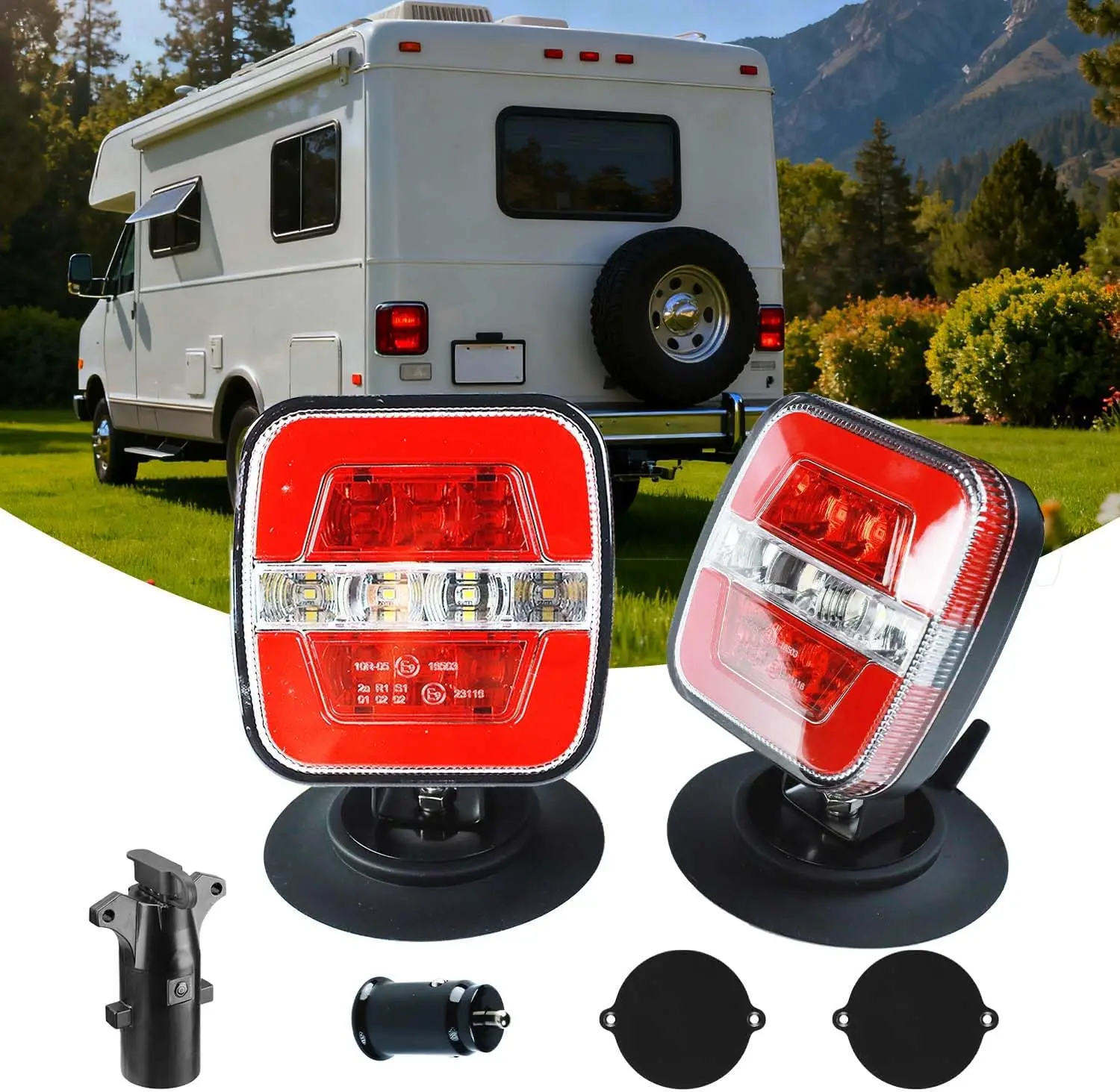 Wireless Trailer Lights Magnetic 2 Pack, Rechargeable Wireless Tail Lights With Turn Signal Brake Running Stop