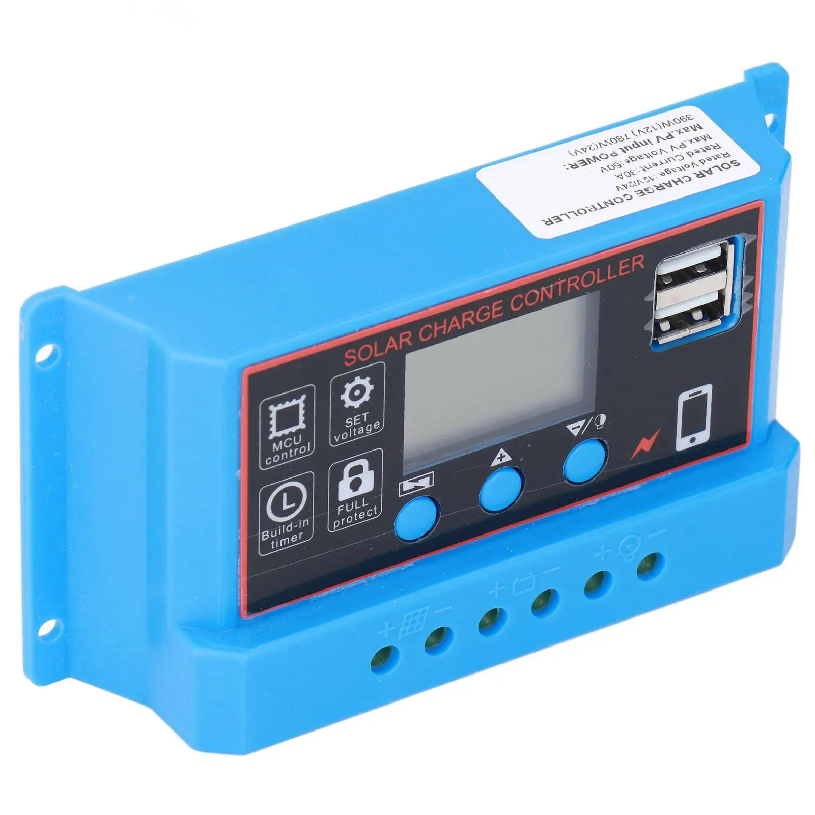 12V 24V 10A Solar Panel Charge Controller with LCD Display PWM Charging Regulator for Photovoltaic System