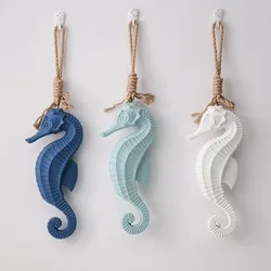 Mediterranean Wood Hippocampus Japonicus Wall Hanging Ornaments Vintage Living Room Ocean Beach Theme Restaurant Bar Wall Decor