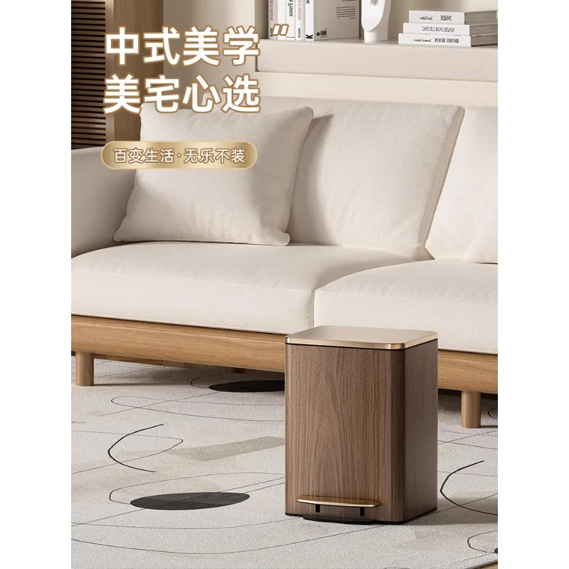 

Мусорное ведро для гостиной, бытовой, новинка 2025 года, чайный столик, средний древний стиль, новый китайский стиль, легкая, роскошная, элитная, покрытая чайная комната