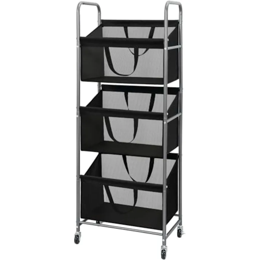 

3-Tier Vertical Rolling Laundry Hamper with Removable Bags 120L Stackable Laundry Sorter Basket Clothes Hamper with Wheels for