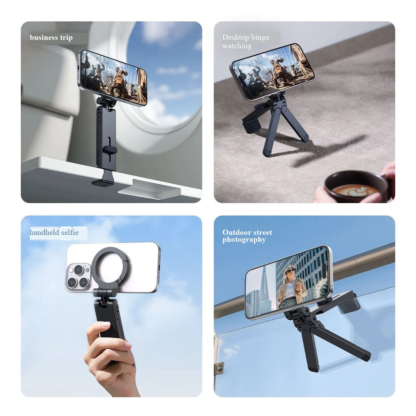 New magnetic phone holder, desktop clip holder, tripod, rotating outdoor travel mountaineering portable desktop holder view 4