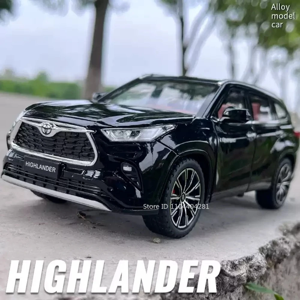1:24 Highlander RAV4 Model Toys Diecast Car 6 Doors Opened with Sound Light Pull Back Miniature Vehices for Boy's Birthday Gifts