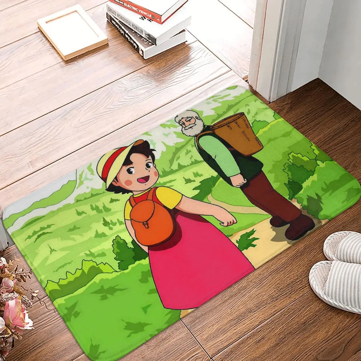 Nonslip Doormat Kitchen Mat Heidi And Her Grandfather For A Walk In The Meadows Floor Carpet Entrance Door Rug Indoor Decorative