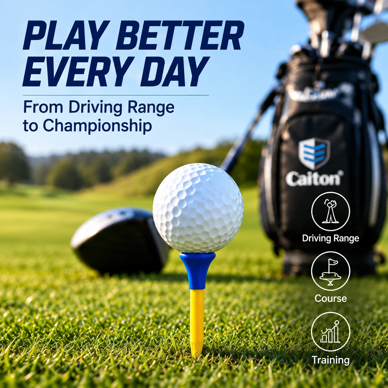 Caiton Golf Tee Set, 4 Sizes opt (45/58/74/85mm), Plastic Golf Tees 5 Colors, Oversized Cup Reusable Practice Golf Accessories f