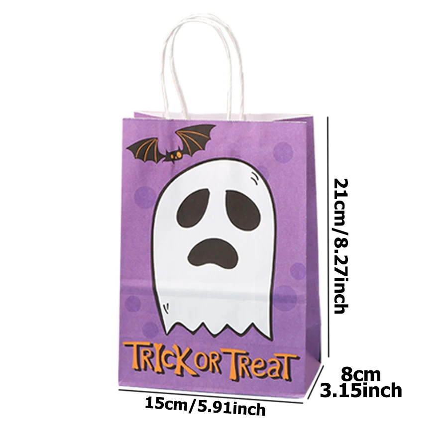 حقيبة ورقية للهدايا من موضوع الهالوين ، حقيبة هدايا صديقة للبيئة قابلة لإعادة الاستخدام للحفلات ، لوازم إبداعية ، 6 صيحات