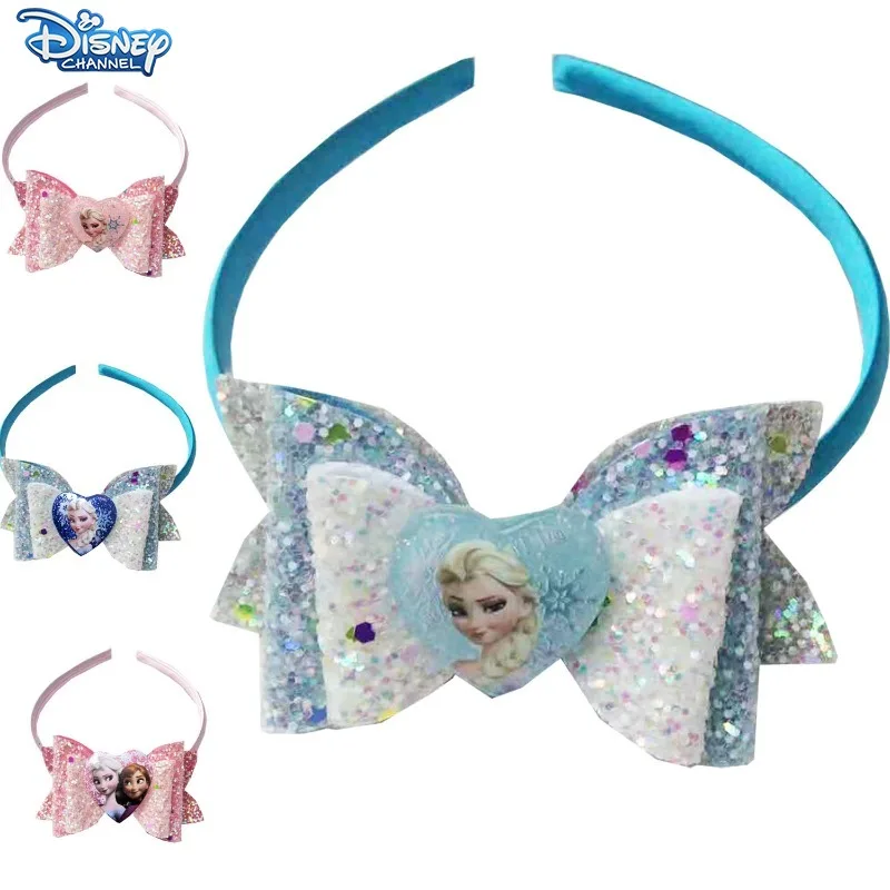 

Disney Frozen Sequin Bow Headpiece Boys Girls Amusement Park Decoration Birthday Party Hair Sequin Headband Decorative Products