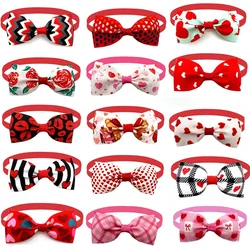 50/100pcs Dog Valentine's Day Bow Tie Loveheart Pet Supplies Dog Accessories Small Dogs Cat Bowtie Necktei Dogs Holiday Products