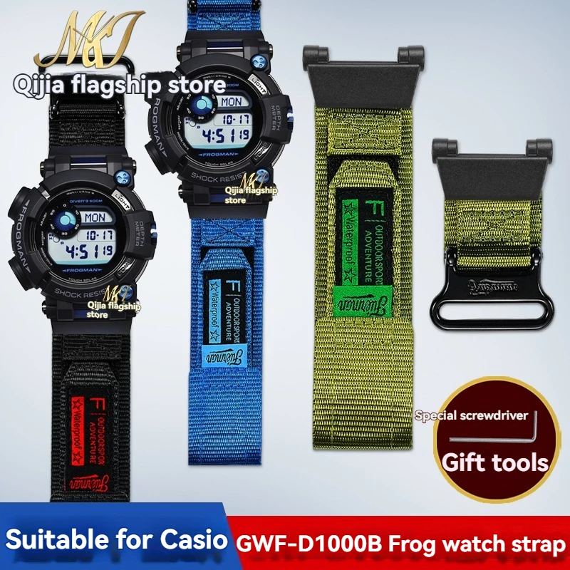 Loop Design Nylon Canvas Watch Strap Sports Waterproof Wristband Replacement Bracelet For Casio G-SHOCK 6th Frogman GWF-D1000B