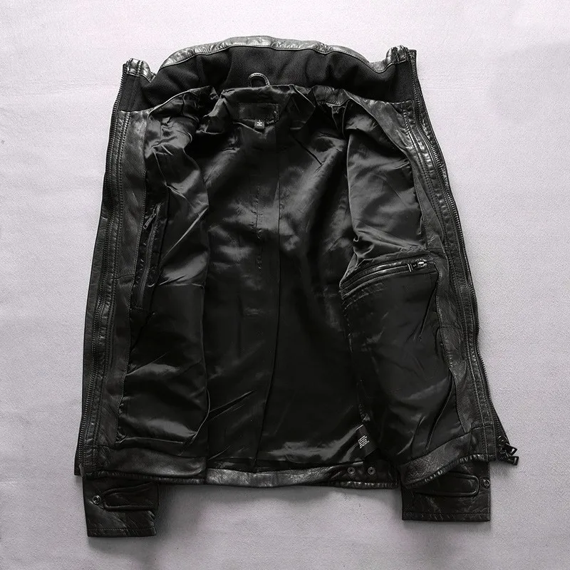 New casual large pocket cotton leather for men black hooded