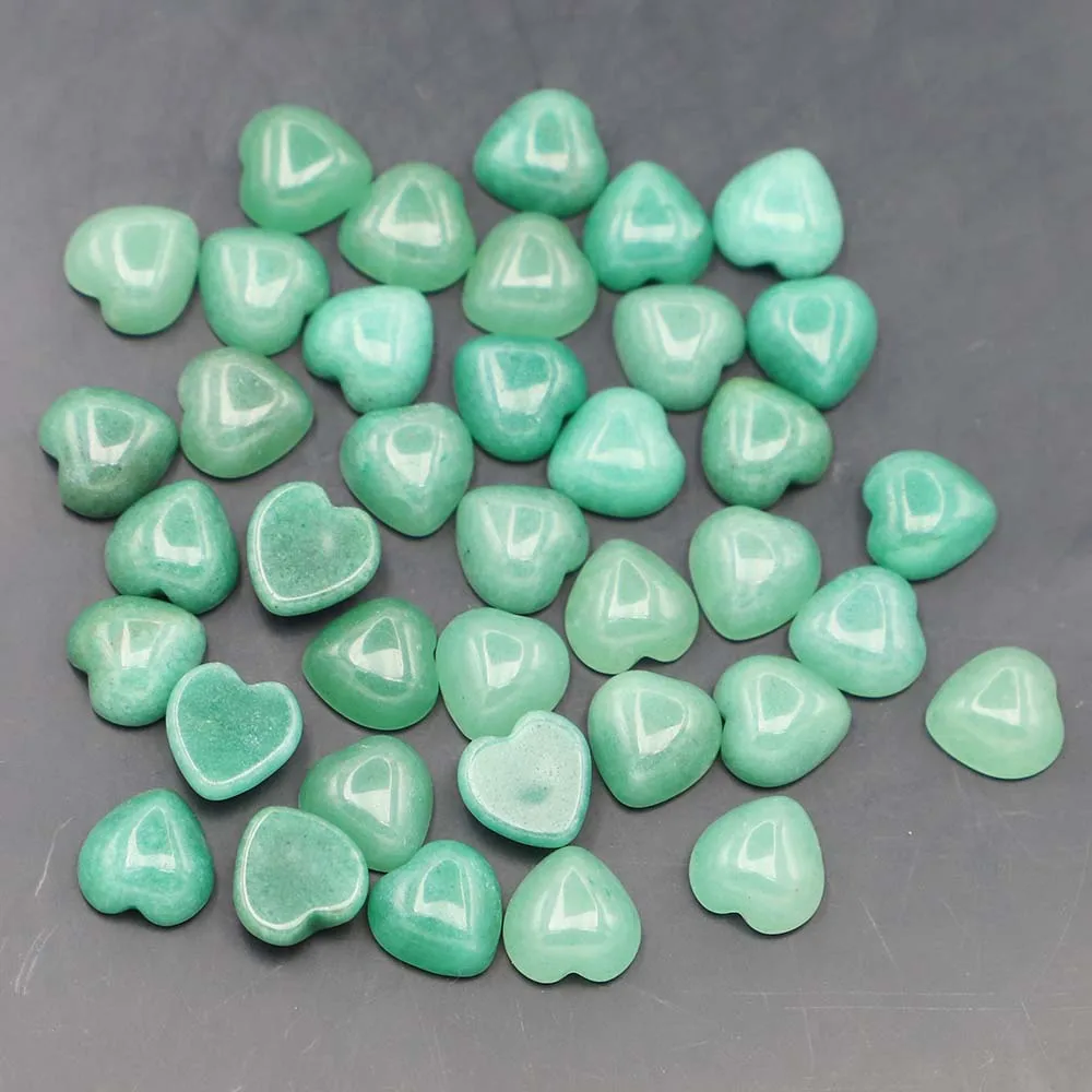 

10x10mm Top Quality Natural Stone Aventurine Heart Shape Cabochon Bead for Jewelry Making Clothing Accessories Wholesale 50pcs