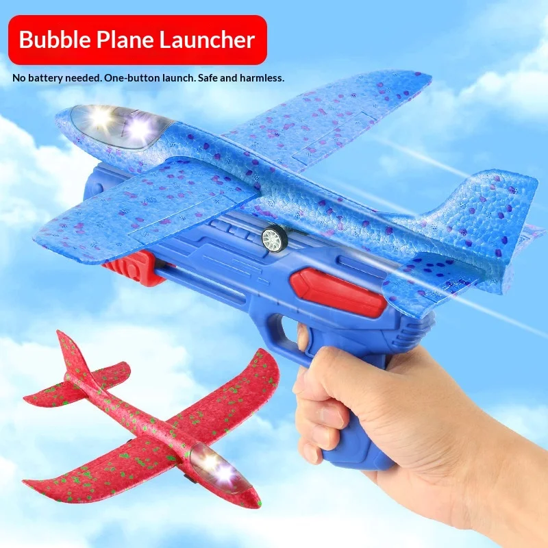 

Large Foam Glow Airplane, Catapult Gun Boomerang Glider, Hand Throw Flying Toy for Kids, Battery Free Outdoor Garden Beach Toy