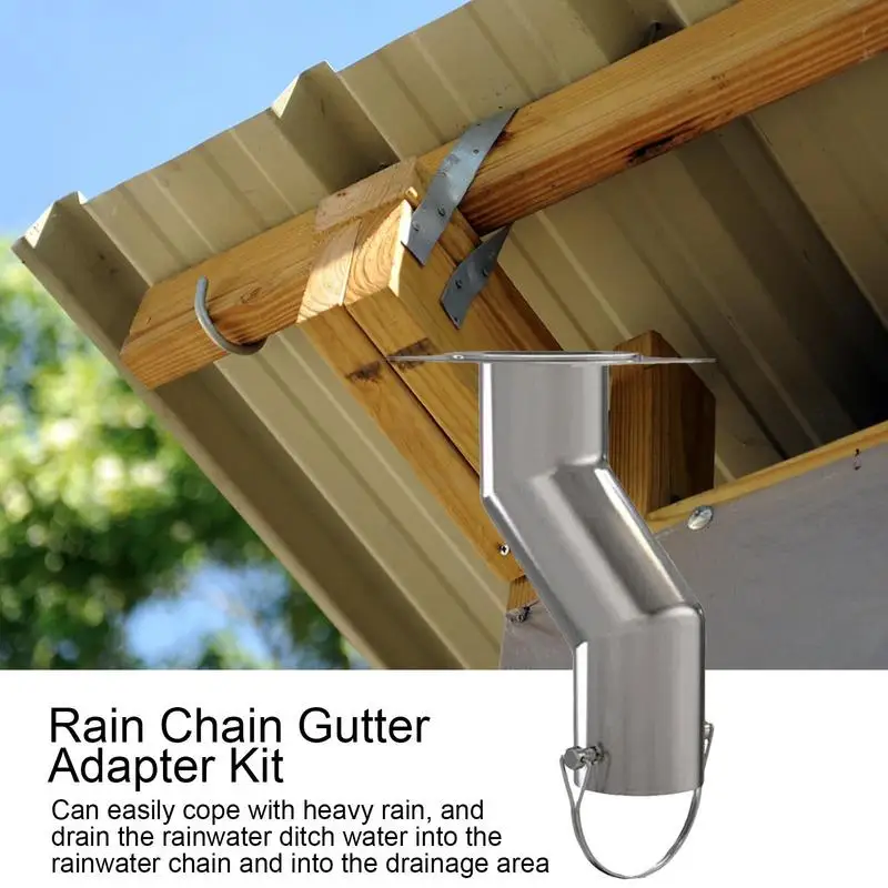 Rain Chain Adapter Kit Stainless Steel Rain Chain Gutter Outlet Installer Offset For Drains Not Directly Under Gutter Rain Chain