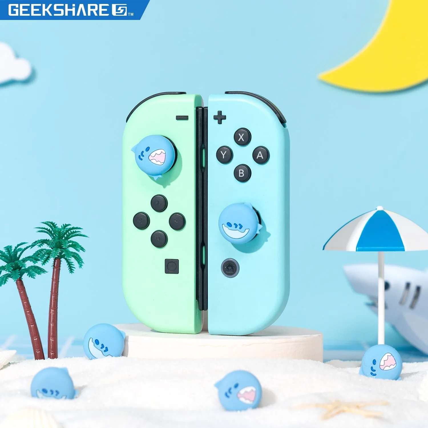 GeekShare Thumbstick Caps Shark Party Joy-con Thumb Grip Caps For Nintendo Switch Controller Cover NS OLED Joystick Cover