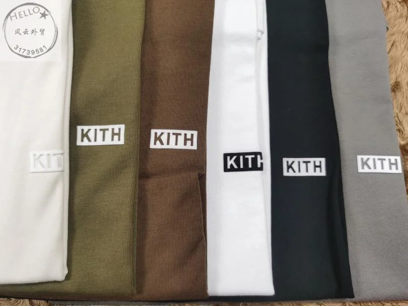 تي شيرت Kith Basic Sle يتدفقون بشعار صغير الحد الأدنى بستة ألوان فضفاضة من القطن برقبة دائرية وأكمام قصيرة