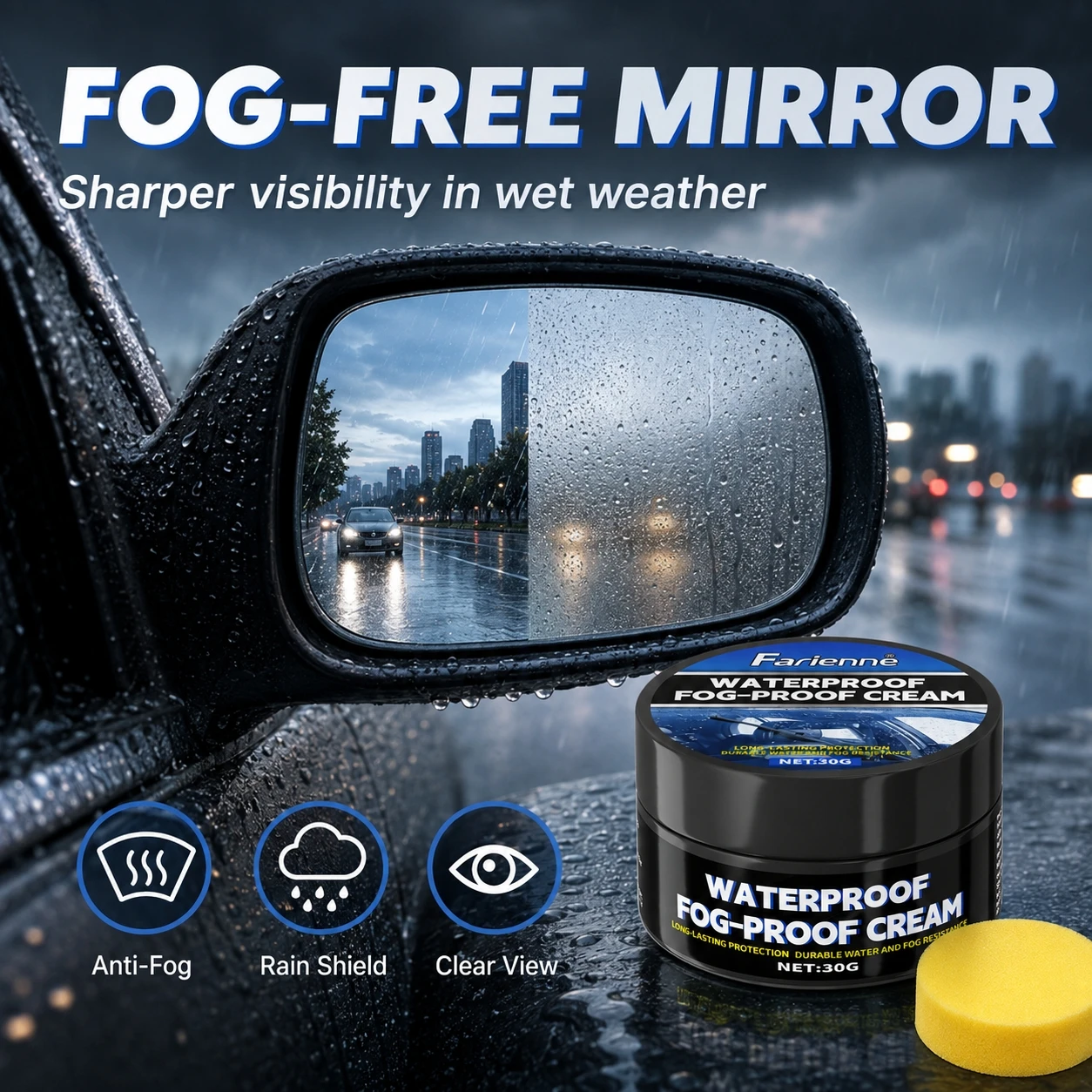 Car Glass Polishing Paste, Removes Oil Film and Oxidation from Car Windows, Long-Lasting Hydrophobic Waterproof and Rain-Proof