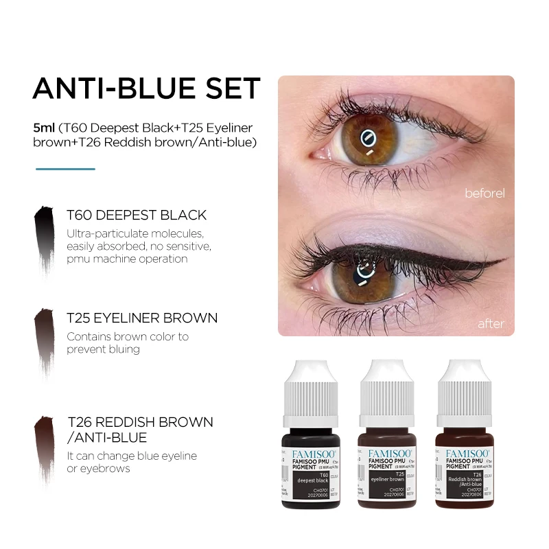 FAMISOO ماكياج الحبر أصباغ ماكياج دائم الحواجب الحناء المهنية PMU Microblading الحبر 5 مللي أحبار الوشم شبه الدائم