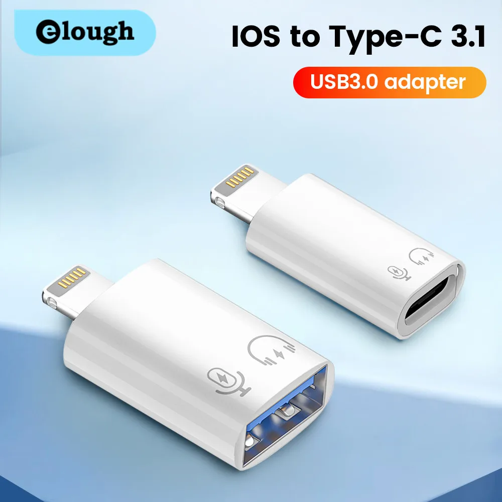 Elough Type C Adapter for Ios Lightning Male To Usb 3.0 Adapter Female Fast Charging Adaptador Headphone Converter for Iphone