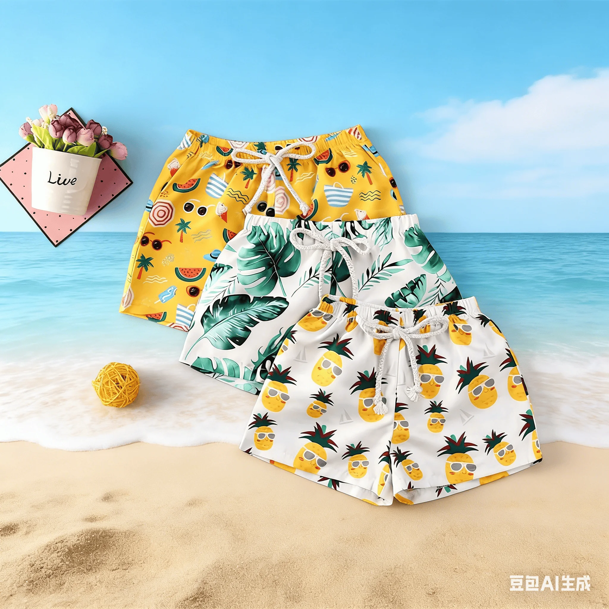 2026 New Style Unique Printed Breathable Quick-Drying Beach Sports Plus Size Loose Fit Adult/Children's Shorts