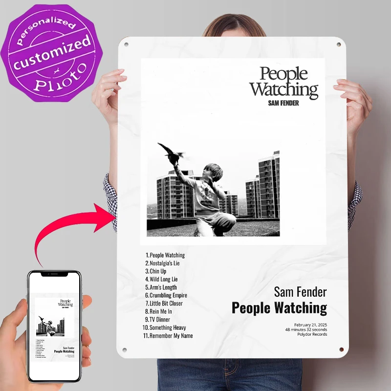 Sam Fender People Watching Album Cover Tinplate Poster Customized Wall Art Retro Vintage Metal Signs for Fans Setup Decorations